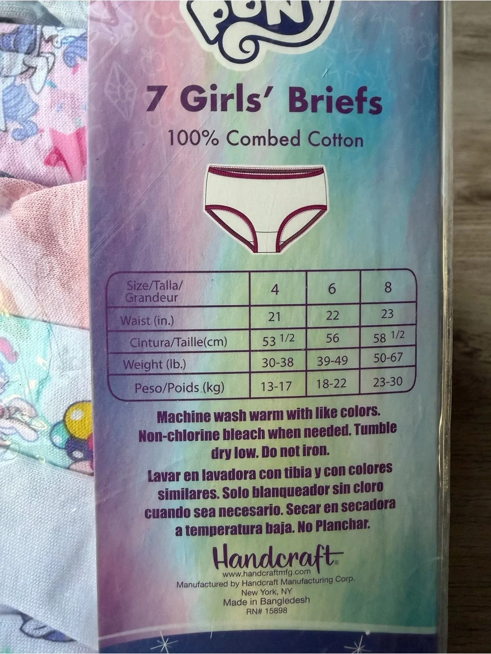 NEW My Little Pony Girls 7-Pack Briefs Size 4 Ages 3-4 100% Cotton Underwear Lot